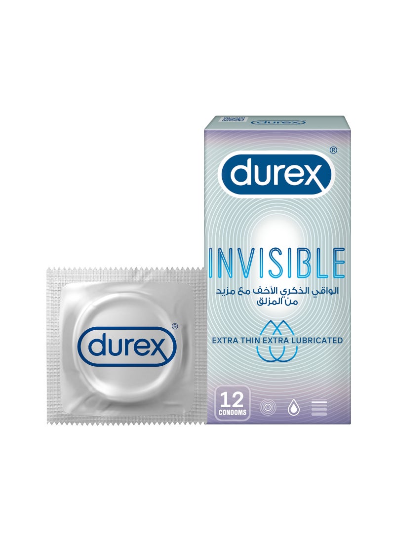 Durex Invisible Extra Thin Lubricated Condoms 12 Pieces  - Image 1