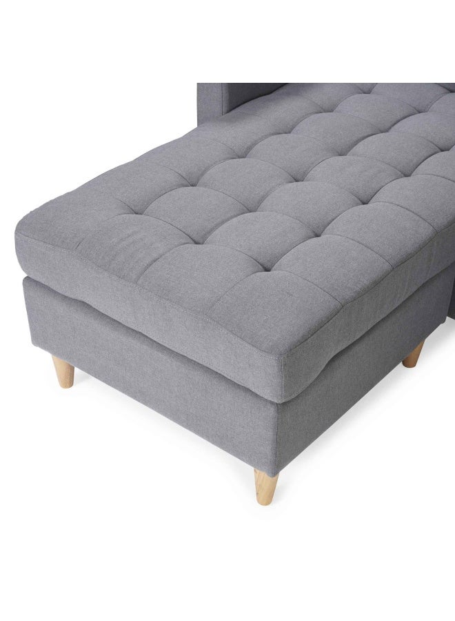 4 Seater | Cassimore Right Corner Sofa | L-Shaped | Fabric Material | 220 L x  53 H x 155 W " Grey/Brown