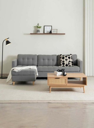 4 Seater | Cassimore Right Corner Sofa | L-Shaped | Fabric Material | 220 L x  53 H x 155 W " Grey/Brown - pnsku/N31325418A/45/_/1717011474/0ec07fd0-e475-439b-8249-cbc44e81130f