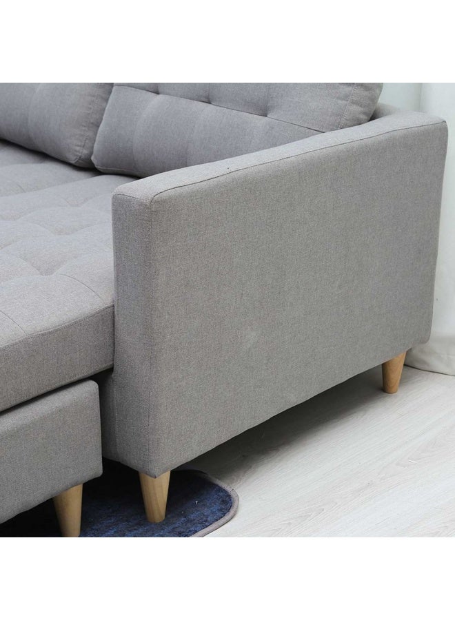 4 Seater | Cassimore Right Corner Sofa | L-Shaped | Fabric Material | 220 L x  53 H x 155 W " Grey/Brown
