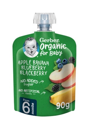 Organic Apple, Banana, Blueberry And Blackberry Pouch Puree 90grams - pnsku/N31342390A/45/_/1711524427/6e4a5496-43a1-4763-8f20-968e0fe60408