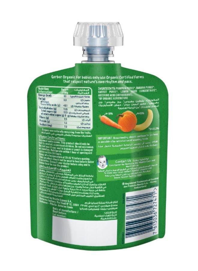 Gerber Organic Pumpking, Banana And Carrot Pouch Puree 90grams  - Image 2
