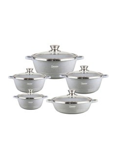 DESSINI 10-Piece Granite Coating Non-Stick Cookware Set Includes Small (20), Medium (24), 2xLarge (28), Big (32) cm Grey Small (20), Medium (24), 2xLarge (28), Big (32)cm 