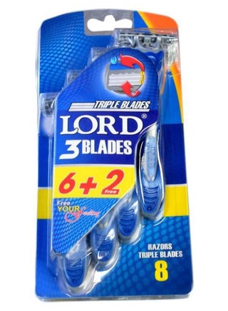 8-Piece Fresh 3 Blades Disposable Razor Set Blue/Grey