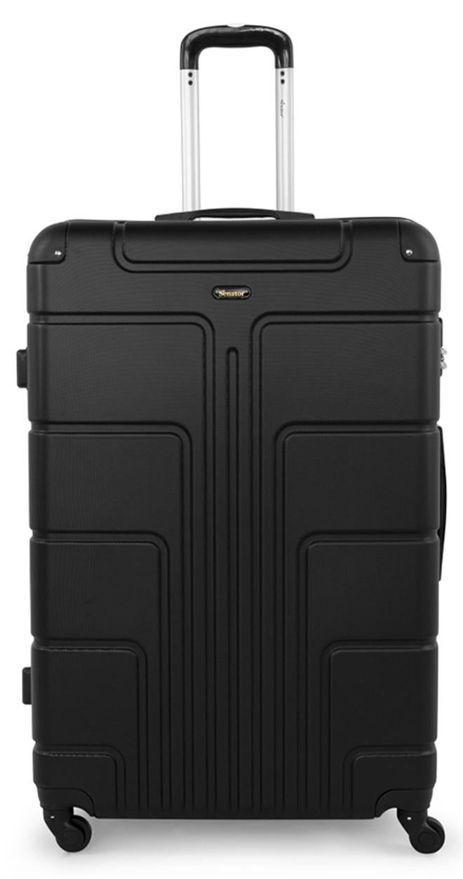 SENATOR Hard Case Travel Bag Large Checked Luggage Trolley ABS Lightweight Suitcase with 4 Spinner Wheels A1012 Black - Image 1