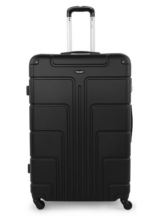 Hard Case Travel Bag Large Checked Luggage Trolley ABS Lightweight Suitcase with 4 Spinner Wheels A1012 Black