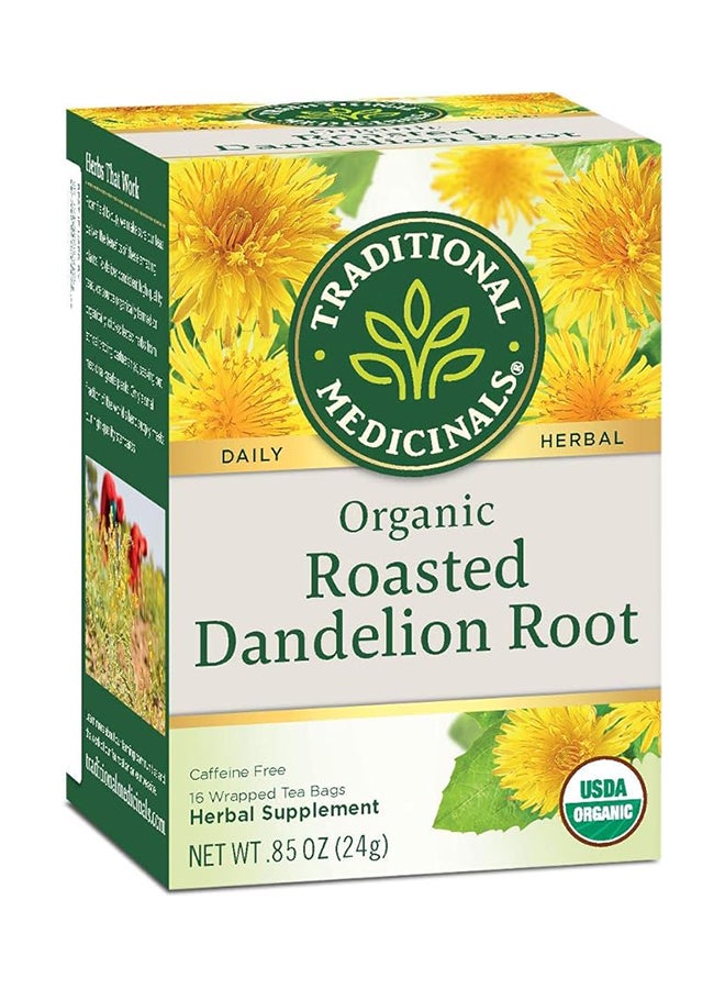 Traditional Medicinals - Organic Roasted Dandelion Root Tea Bags Stimulates Liver And Supports Healthy Digestion Caffeine Free 16 Tea Bags 24G - Image 1