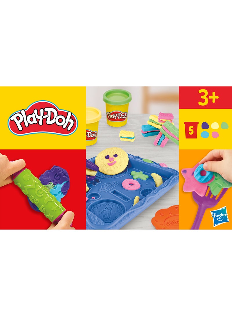 Kitchen Cookie Creations Play Food Set - Make & Decorate Colorful Pretend Cookies with Rolling Pin, Cutters, Icing Extruder & Molds With 5 Non-Toxic Play-Doh Colors, For Kids Age 3+ Packaging May Vary