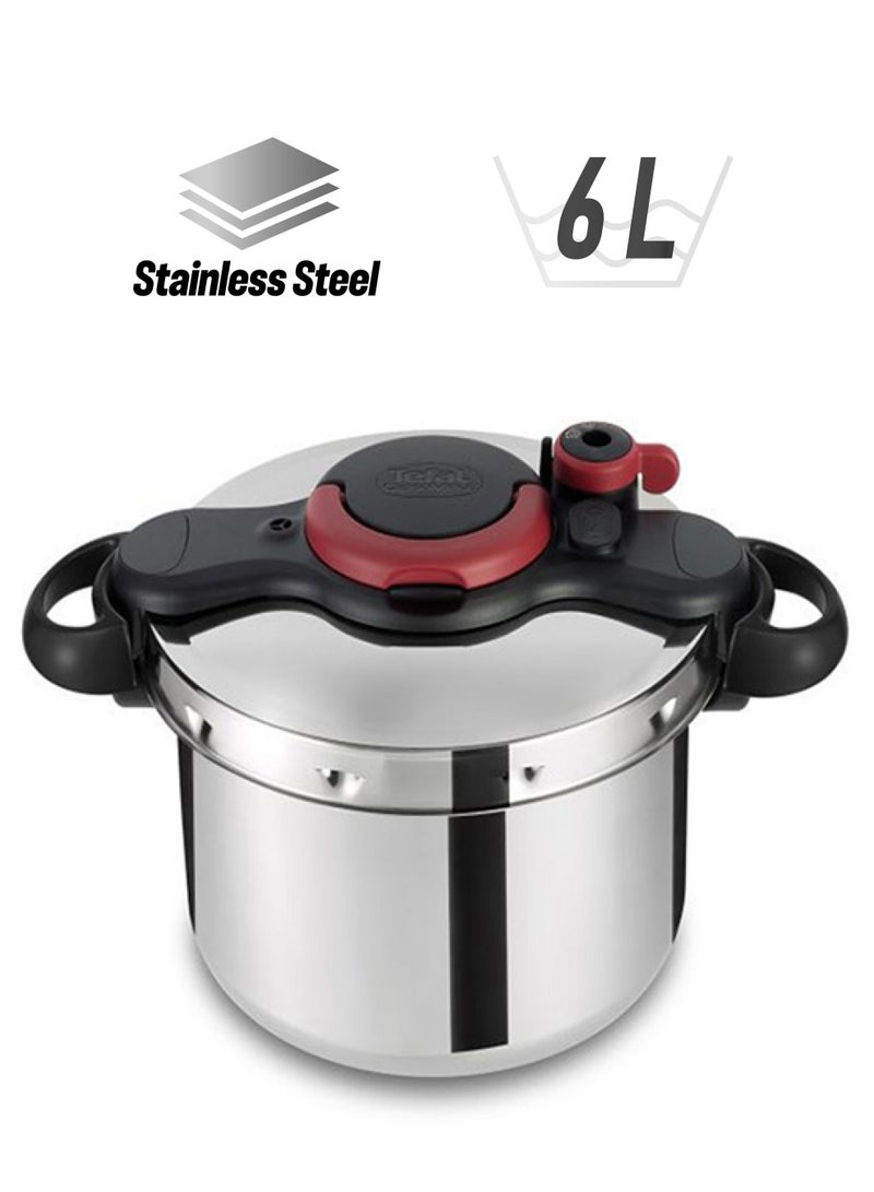 Tefal Clipso Measy Stainless Steel Pressure Cooker 6L Stainless Steel Stainless Steel - Image 1