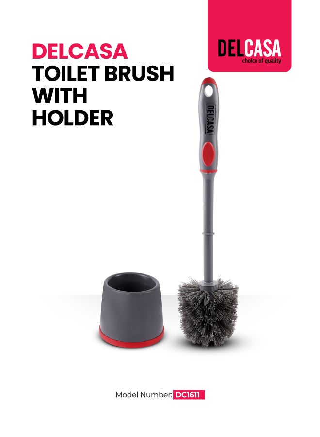 DELCASA Toilet Cleaning Brush Grey/Red - Image 1