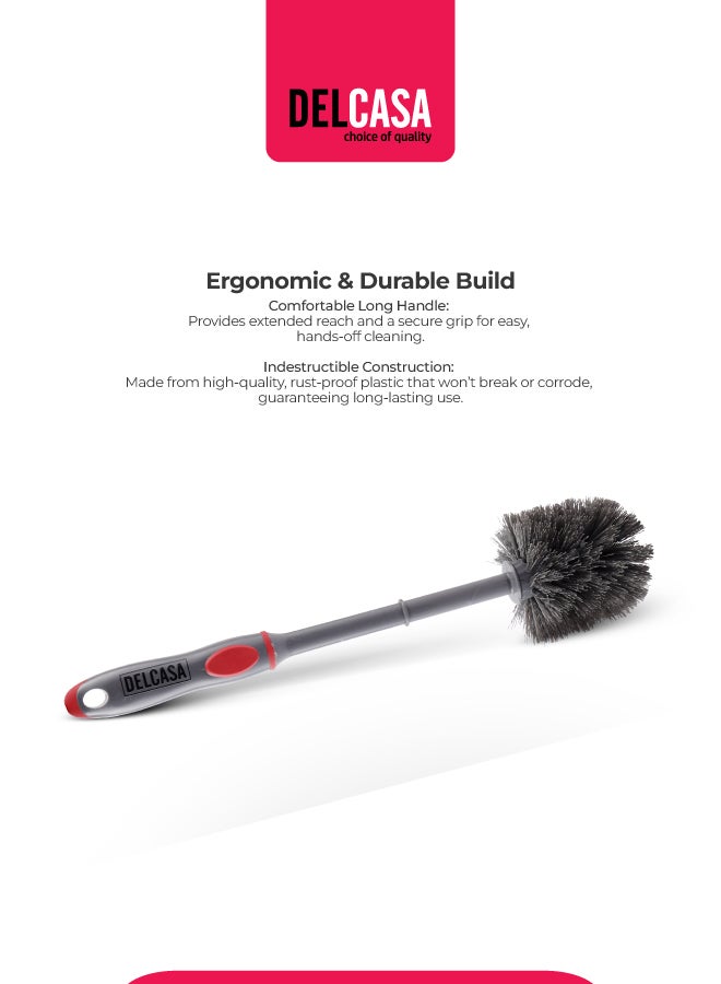 DELCASA Toilet Cleaning Brush Grey/Red - Image 3