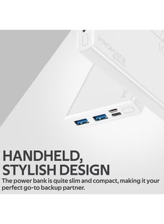 PROMATE 10000 mAh Bolt 10000mAh Compact Smart Charging Power Bank With Dual USB Output White  - Image 5