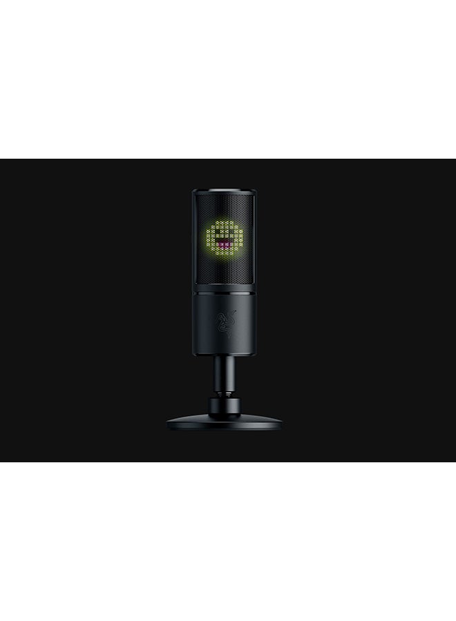 RAZER - Seiren Emote - Streaming Condenser Mic with Emoticon Display, Hypercardioid Condenser Microphone, 8-Bit Emoticon Led Display, Stream Reactive Emoticons - Black, USB - Image 1