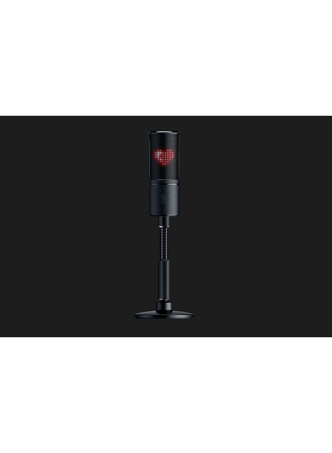 RAZER - Seiren Emote - Streaming Condenser Mic with Emoticon Display, Hypercardioid Condenser Microphone, 8-Bit Emoticon Led Display, Stream Reactive Emoticons - Black, USB - Image 1