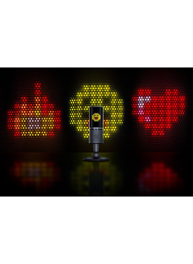 RAZER - Seiren Emote - Streaming Condenser Mic with Emoticon Display, Hypercardioid Condenser Microphone, 8-Bit Emoticon Led Display, Stream Reactive Emoticons - Black, USB - Image 1