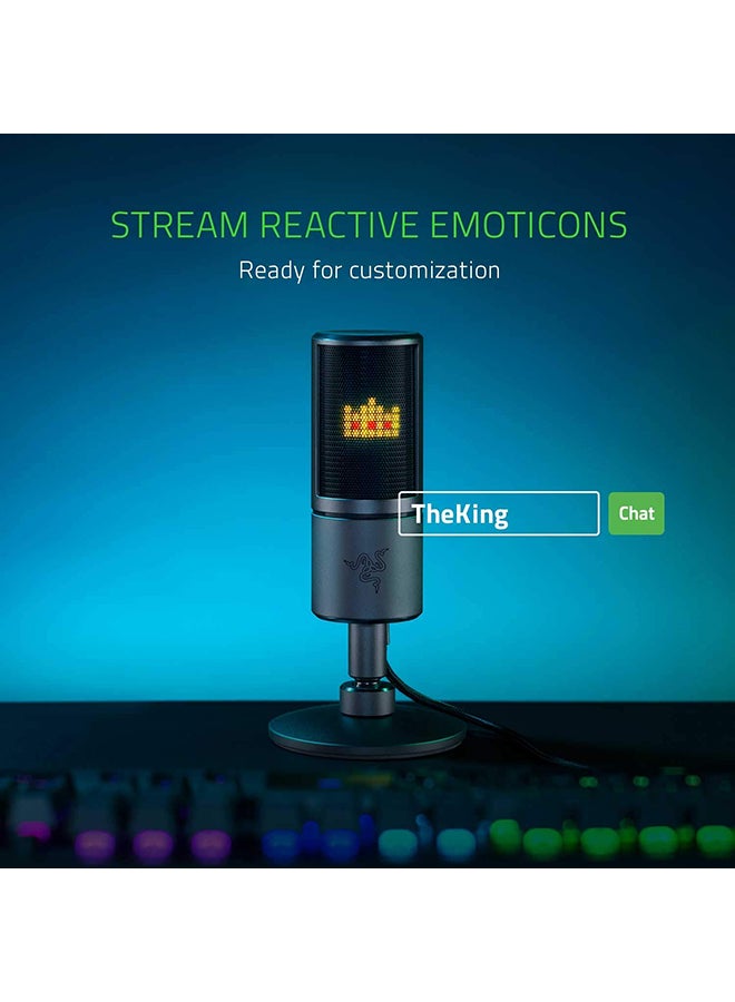 RAZER - Seiren Emote - Streaming Condenser Mic with Emoticon Display, Hypercardioid Condenser Microphone, 8-Bit Emoticon Led Display, Stream Reactive Emoticons - Black, USB - Image 1