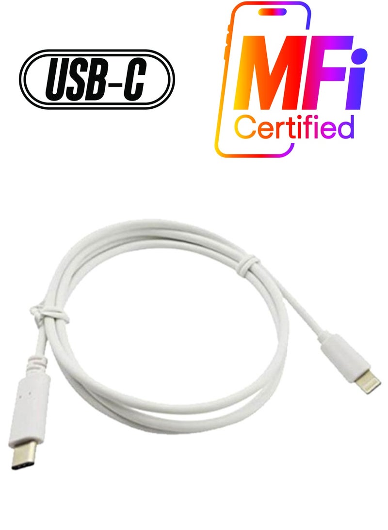 كابل شحن ومزامنة البيانات من منفذ Type-C إلى Lightning أبيض - Image 1