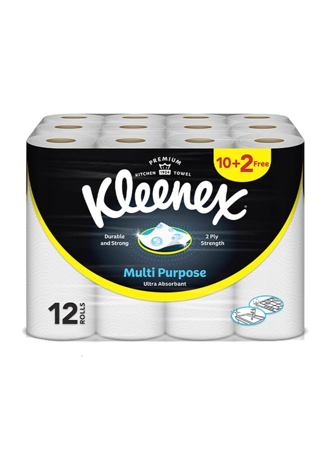 Kleenex Viva Multi-Purpose Ultra Absorbent Paper Towel Rolls, Pack of 10+2 Free White - Image 1