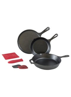 LODGE 3 Piece Cast Iron Essential Skillet Set Black/Red  - Image 1