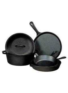 LODGE 5-Piece Cast Iron Cookware Set Black 