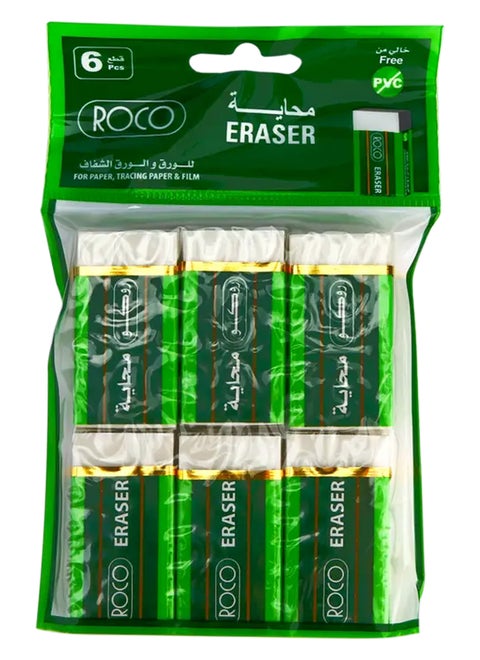 6-Piece Eraser Set White