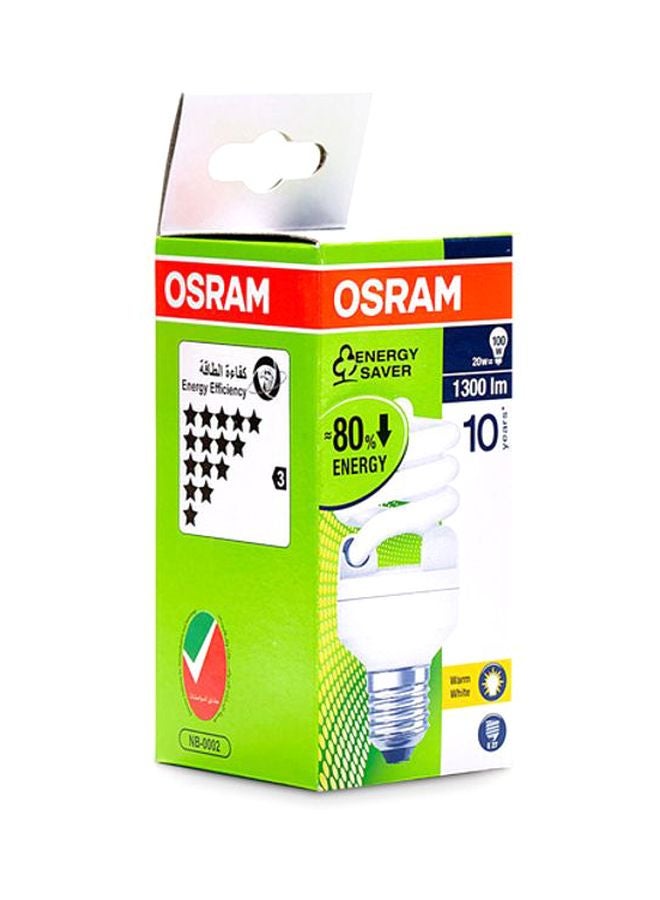 أوسرام مصباح برغي/ مصباح فلورسنت مدمج بتصميم ملتف وقاعدة E27 وقدرة 20 وات أبيض دافئ - Image 2