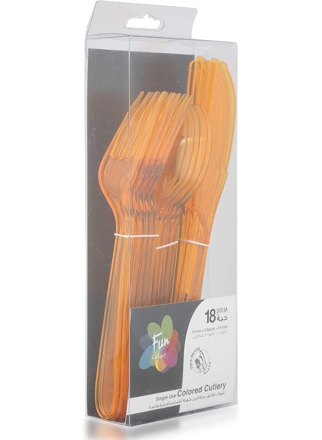 Fun 18-Piece Coloured Cutlery Set Orange  - Image 3