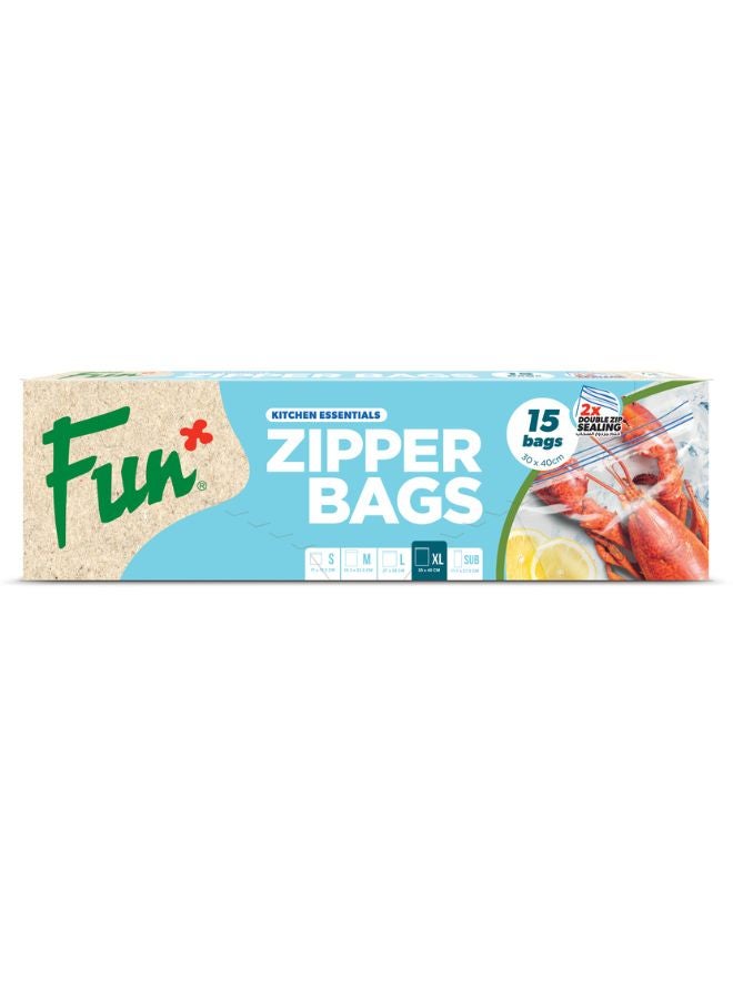 Fun Zipper Freezer Bags 30x40cm Pack of 15 Clear  - Image 1