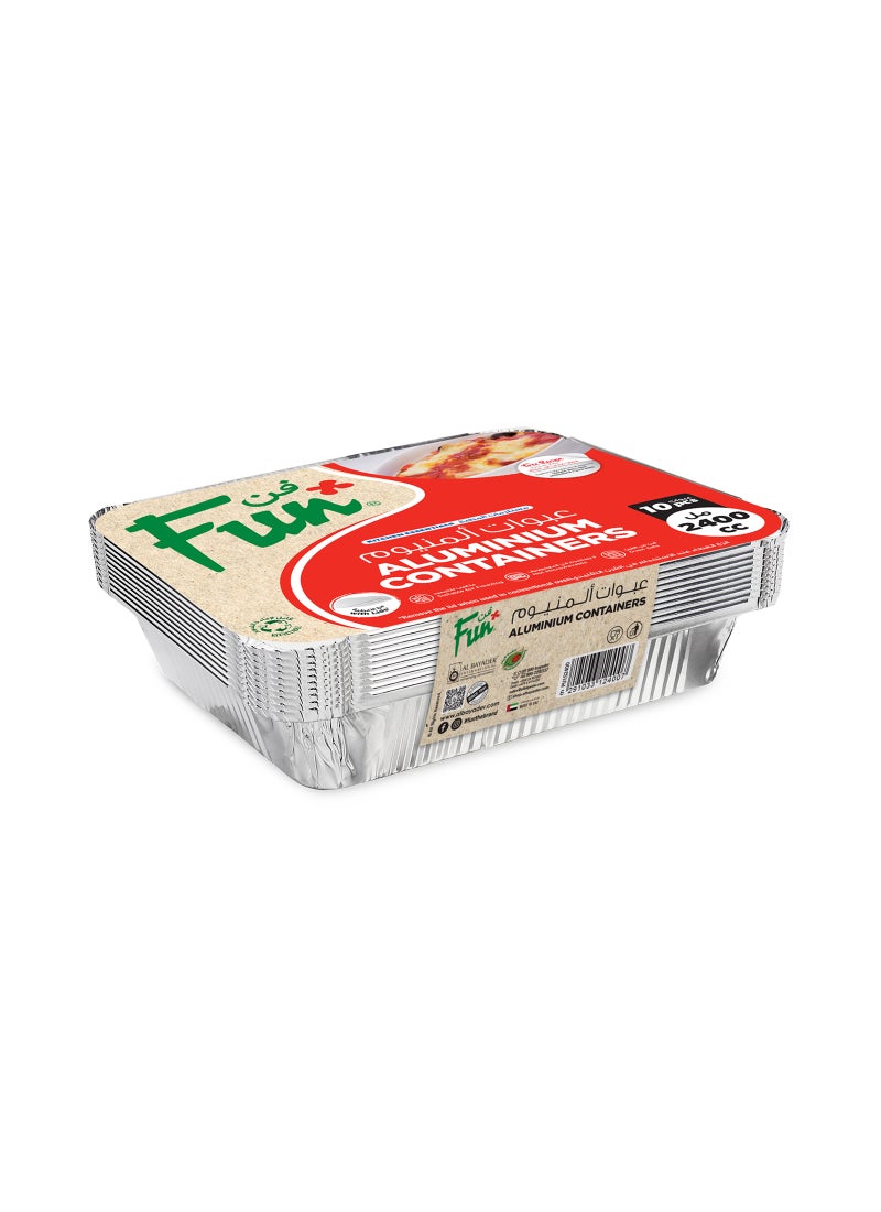 فن عبوات ألومنيوم أساسية للطعام عبوة من 10 قطع فضي 2400ملليلتر - Image 1