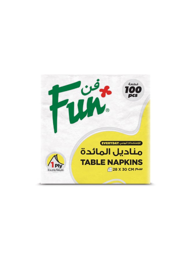 Fun 100-Piece Table Napkins White 28x30cm  - Image 1