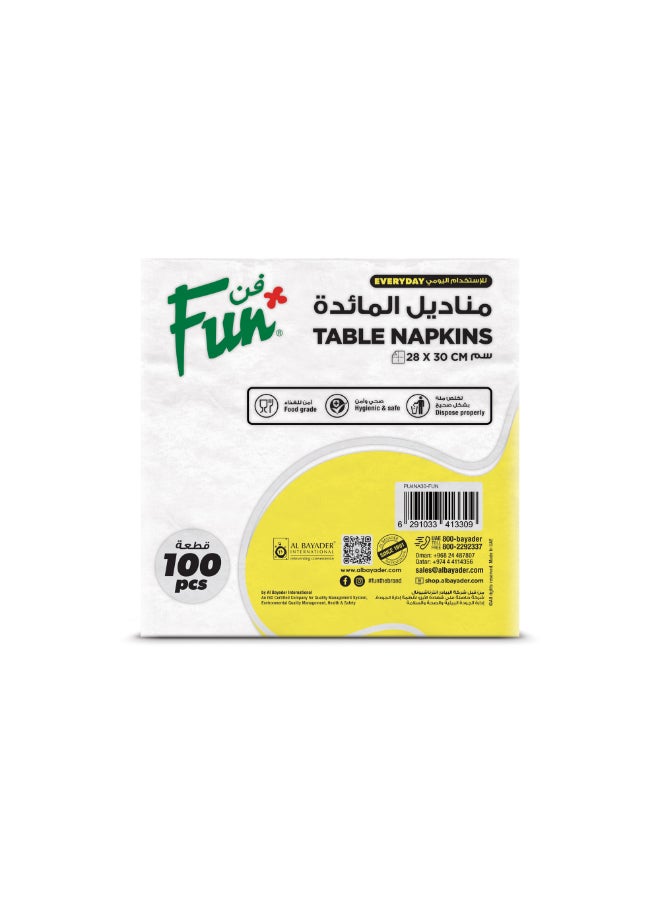 Fun 100-Piece Table Napkins White 28x30cm  - Image 2