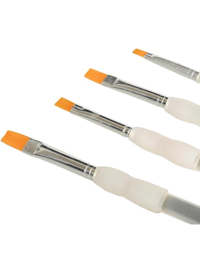 Artmate 4-Piece Flat Brush Set with Rubber Soft Grip - Sizes 2, 4, 6, 8 Orange - Image 2