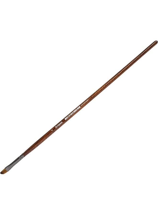 ARTMATE Artist Brushes Set of 12 Flat Tip Brushes with Long Wooden Handle, Size 4 Brown - Image 3