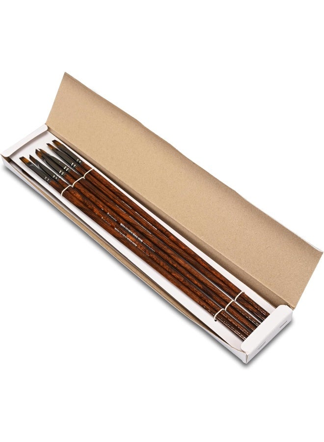 ARTMATE Artist Brushes Set of 12 Flat Tip Brushes with Long Wooden Handle, Size 4 Brown - Image 2