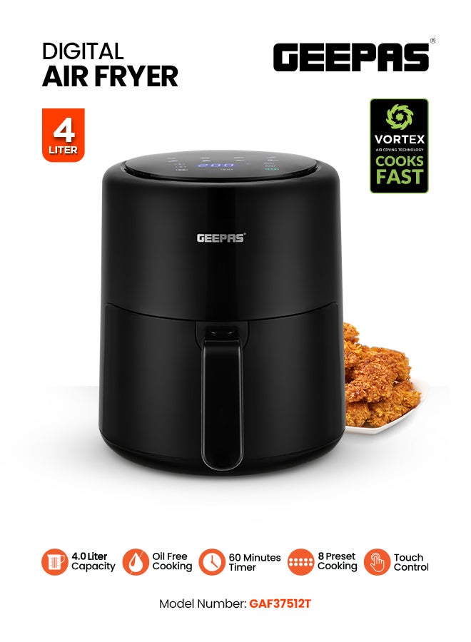 Digital Air Fryer with Vortex Air Frying Technology, 8 Preset Cooking Functions, Touch Screen Control, Oil-Free, 60-Minute Auto-Shutoff Timer, Adjustable 80-200°C Temperature, Dishwasher Safe, 220-240V/50-60Hz 1500 W GAF37512T Black - pnsku/N31867146A/45/_/1741696084/6fae8df3-ff44-4b14-a231-33f16cd6cdec