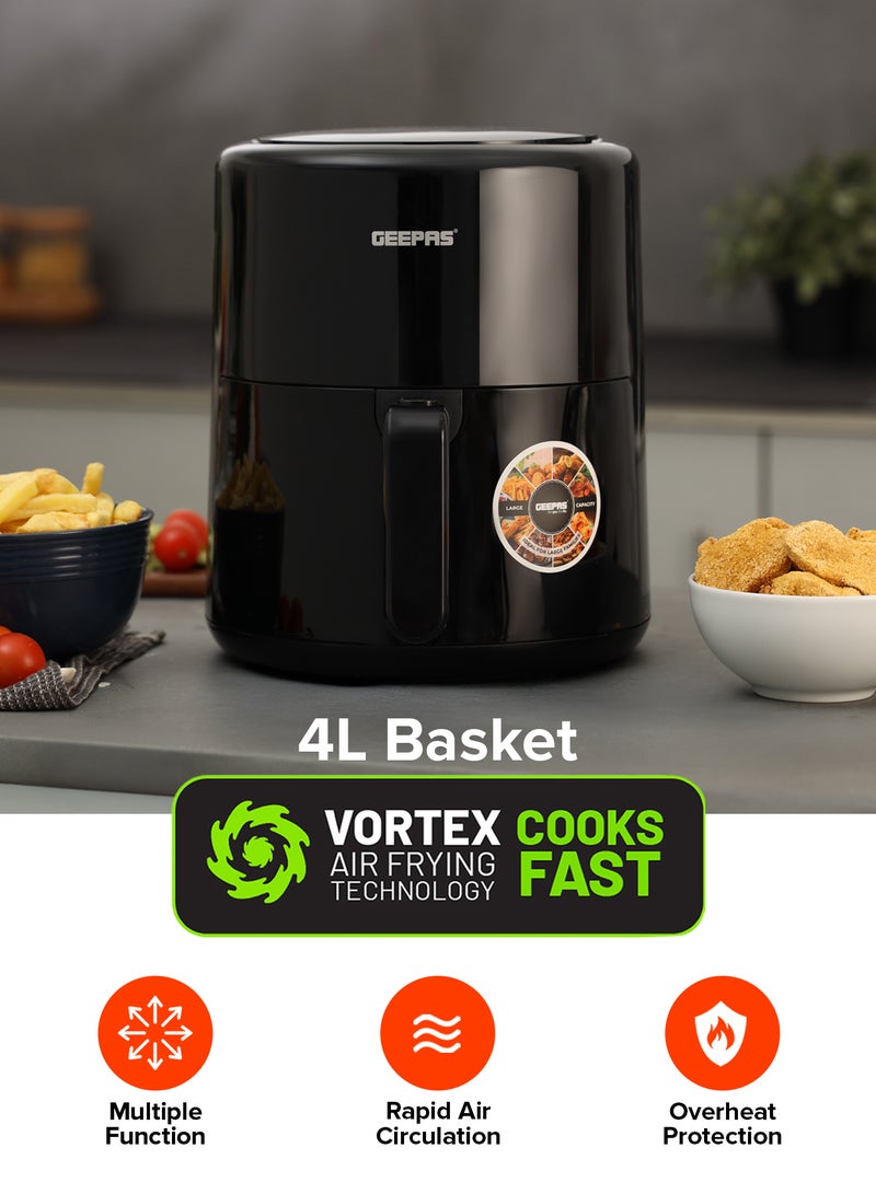 جيباس مقلاة هوائية رقمية بسعة 3.5 لتر، السعة الكلية 2.6 لتر وسلة غير قابلة للالتصاق | وهيكل بملمسٍ بارد | شاشة LED مع شاشة لمس 4 L 1500 W GAF37512T أسود - Image 2