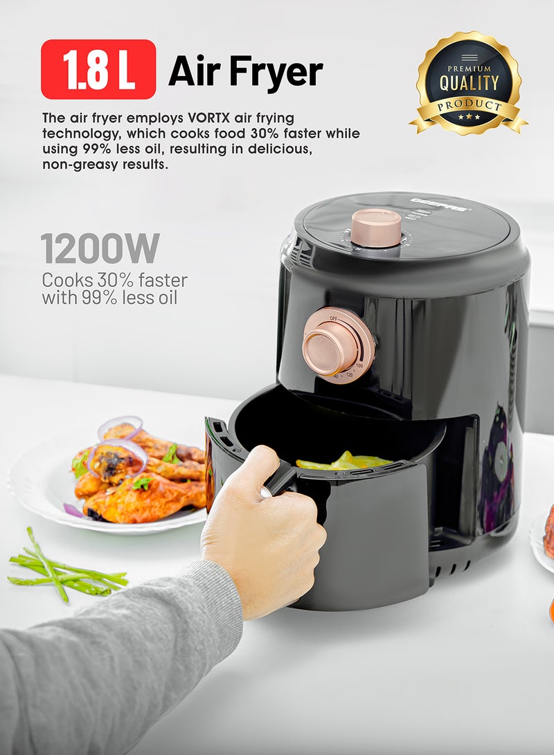 Air Fryer With Vortx Air Frying Technology| Oil Free Cooking, Adjustable Timer And Temperature 1-30 Minutes Timer| Ideal For Making Fries Steak  Chicken Cake Meat Bread 1.8 L 1100 W GAF37516 Black - pnsku/N31867147A/45/_/1722515951/c33bdfa8-8070-4576-909a-54d315ebf7f8