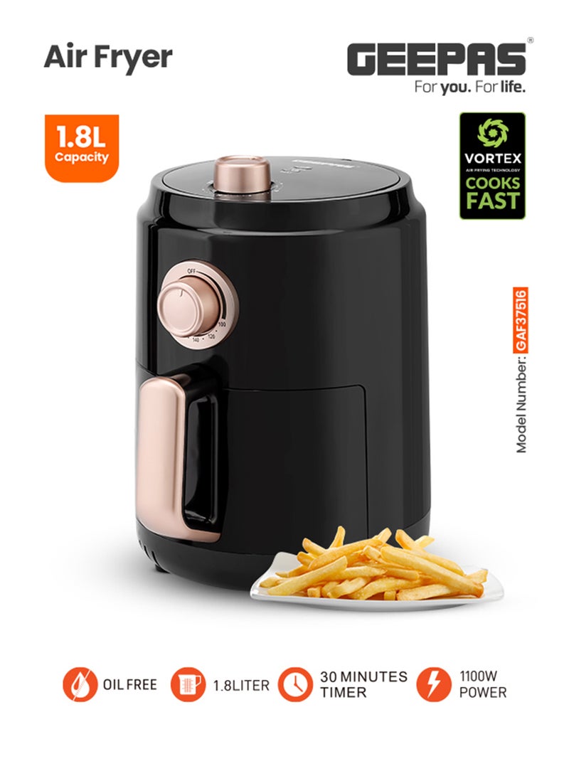 Air Fryer With Vortx Air Frying Technology| Oil Free Cooking, Adjustable Timer And Temperature 1-30 Minutes Timer| Ideal For Making Fries Steak  Chicken Cake Meat Bread 1.8 L 1100 W GAF37516 Black - pnsku/N31867147A/45/_/1728540049/adc336da-ca29-43dc-8e91-e598cda8f2c1