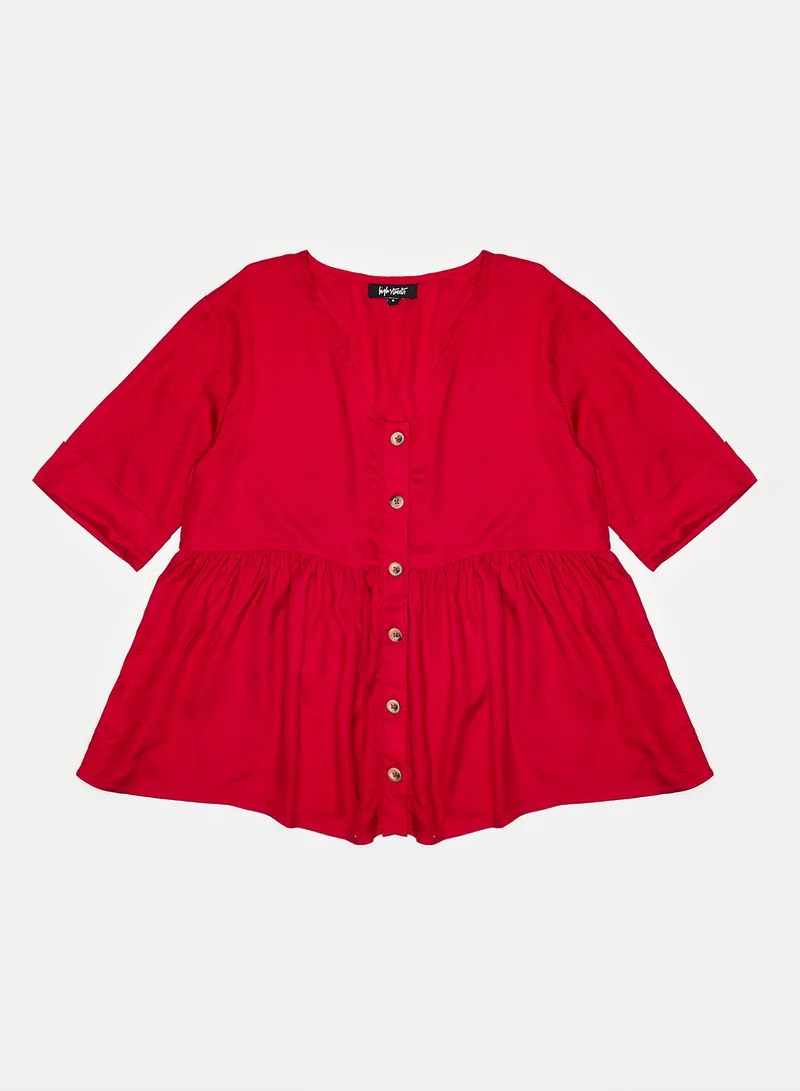 High Streets Solid Design Casual Wear Blouse