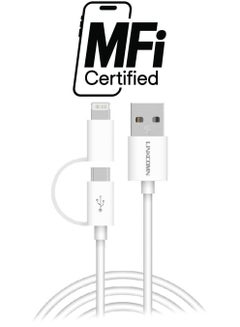 LINKCOMN USB To Micro USB Data Cable With Lightning Connector White  - Image 1