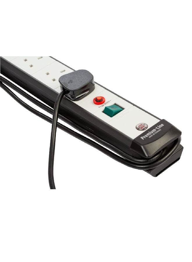 6-Way Premium Line Extension Cord Black and Grey 3 m 1960163724 BLACK BOARD GREY SLOTS 3meter  - Image 1
