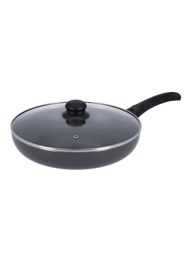 DELCASA Aluminium Frypan With Glass Lid Black 28cm  - Image 1