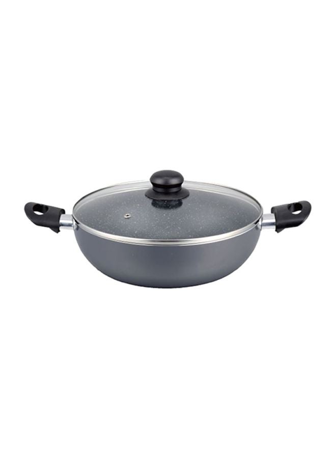 DELCASA Aluminium Wokpan With Glass Lid Grey 28cm  - Image 1
