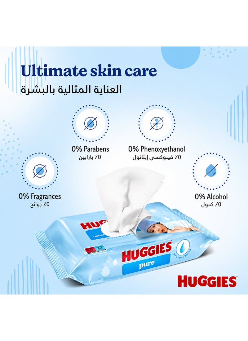 HUGGIES Baby Wipes, 99% Water Wipes, 12 Pack x 56 Wipes - Image 2