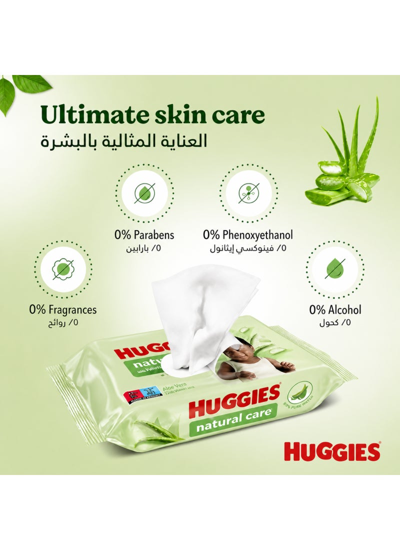 HUGGIES Natural Baby Wipes, Aloe Vera Wipes, 12 Pack x 56 Wipes, 672 Count - Image 2