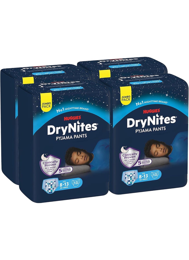 Huggies DryNites Pyjama Bed Wetting Boys Diaper 8-13 Years Jumbo 13 Pants Pack of 4  - Image 1