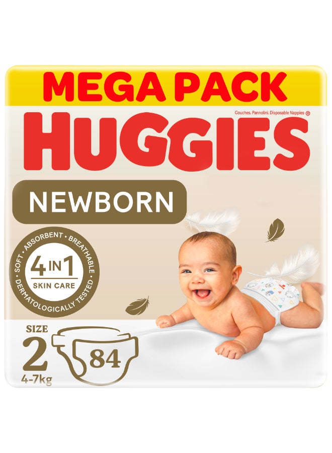 Huggies - Extra Care Newborn, Size 2, 4 - 7 kg, Mega Pack, 84 Diapers - Image 1