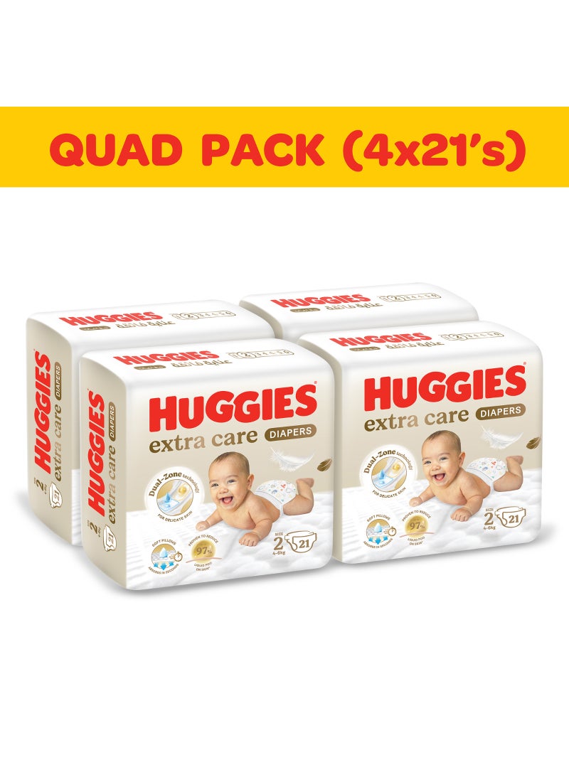 HUGGIES Extra Care Newborn, Size 2, 4 - 7 kg, Mega Pack, 84 Diapers - Image 2