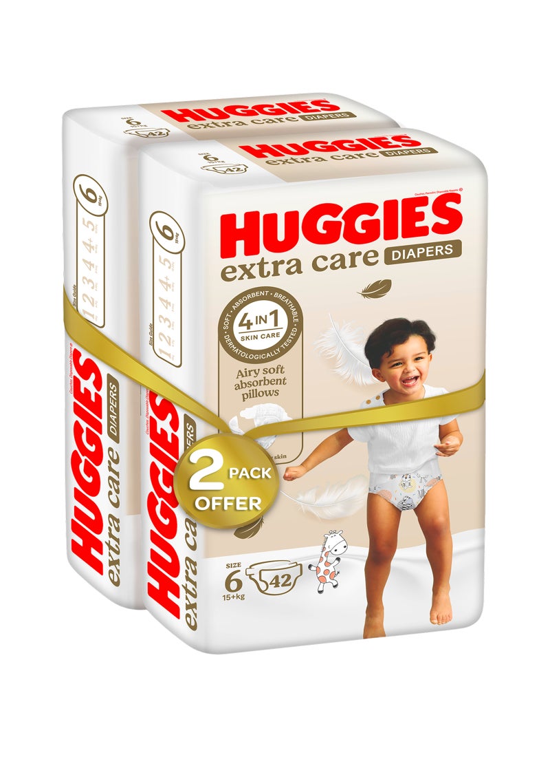 Huggies Extra Care, Size 6, 15+ kg, Twin Jumbo Pack, 84 Diapers  - Image 1