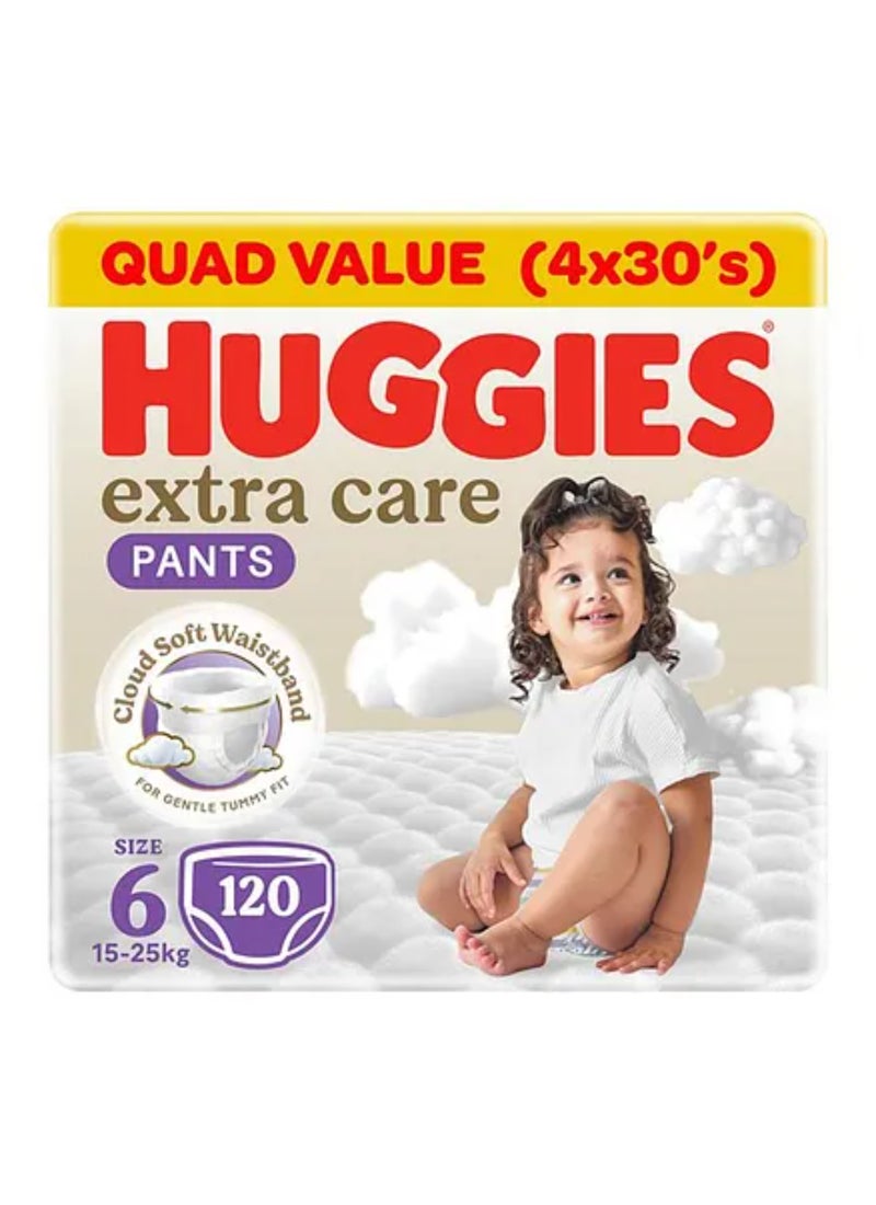 HUGGIES Extra Care Culottes, Size 6, 15 - 25 Kg, 120 Count (40 x 3) - Super Mega Pack, Cloud Soft Comfort, Dry Touch Layer - Image 1
